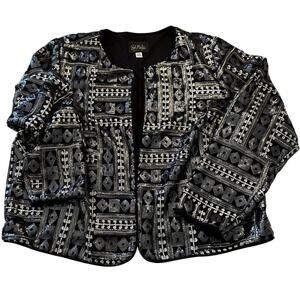 VTG Bob Mackie Wearable Art Black Sequined Jacket Size 18W women's